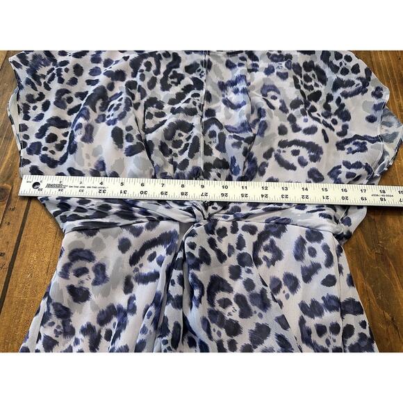 Adrianna Papell Twist Dress High Low Leopard Watercolor Size 2 Purple - Picture 10 of 13